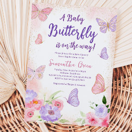 Pink Lila Butterfly Baby Dusche Einladung