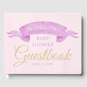 Pink & Lila Butterfly Baby Showbook Gästebuch