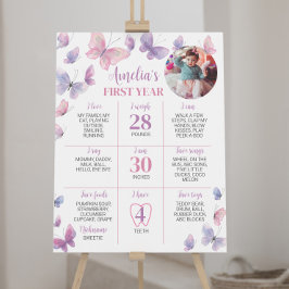 Pink Lila Butterfly First Birthday Meilenstein Poster