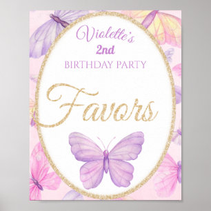 Pink & Lila Butterfly Geburtstagsparty Favoriten Poster