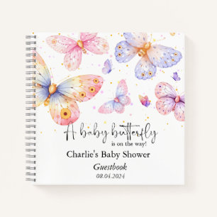 Pink Lila Butterfly Girl Baby Showbook Notizbuch