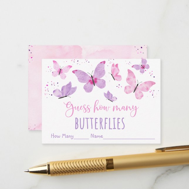 Pink Lila Butterfly Guthaben Wie viele Spiele Begleitkarte (Vorderseite/Rückseite Beispiel)