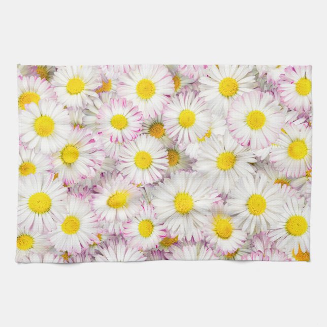 Pink Lila Daisy Blume Pattern Geschirrtuch (Horizontal)