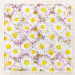 Pink Lila Daisy Blume Pattern Glasuntersetzer
