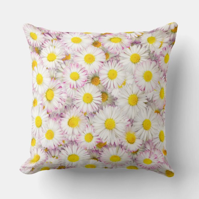 Pink Lila Daisy Blume Pattern Kissen (Vorderseite)