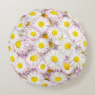 Pink Lila Daisy Blume Pattern Rundes Kissen