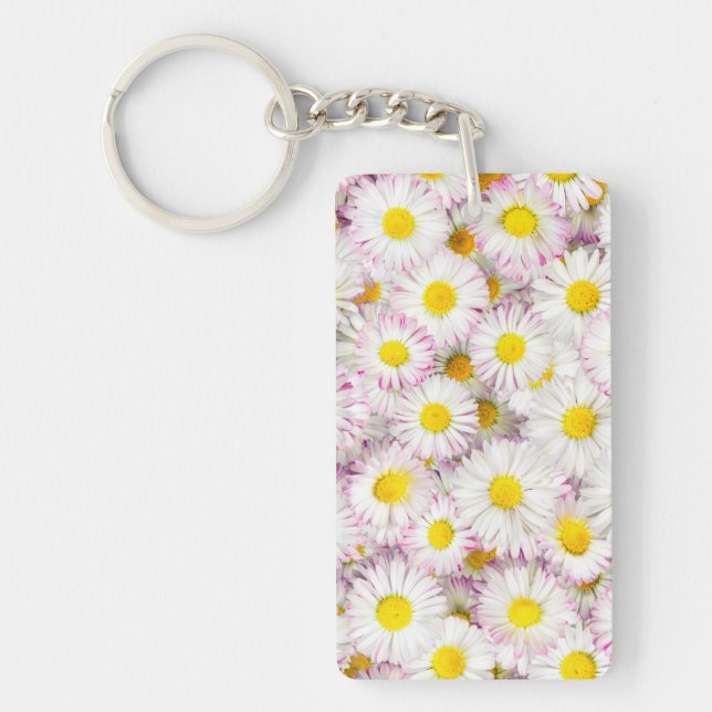 Pink Lila Daisy Blume Pattern Schlüsselanhänger (Vorderseite)