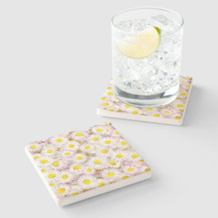 Pink Lila Daisy Blume Pattern Steinuntersetzer