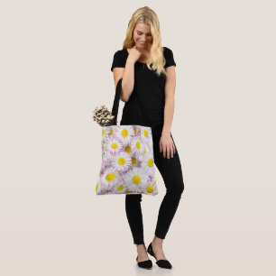 Pink Lila Daisy Blume Pattern Tasche