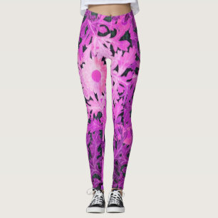 PINK LILA DAISY / MARGUERITE / MARGHERITA LEGGINGS