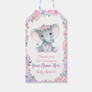 Pink Lila Elephant Danke, dass du auf der Rustikal Geschenkanhänger