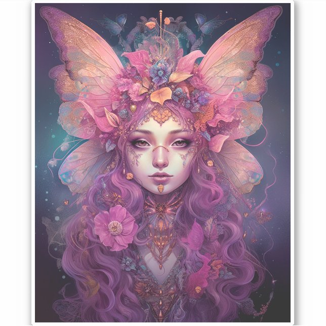 Pink Lila Fairy Queen Fantasy Art Aufkleber (Vorderseite)