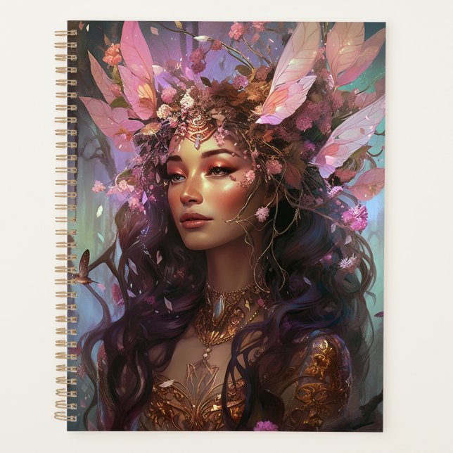 Pink Lila Fairy Queen Fantasy Art Planer (Vorderseite)