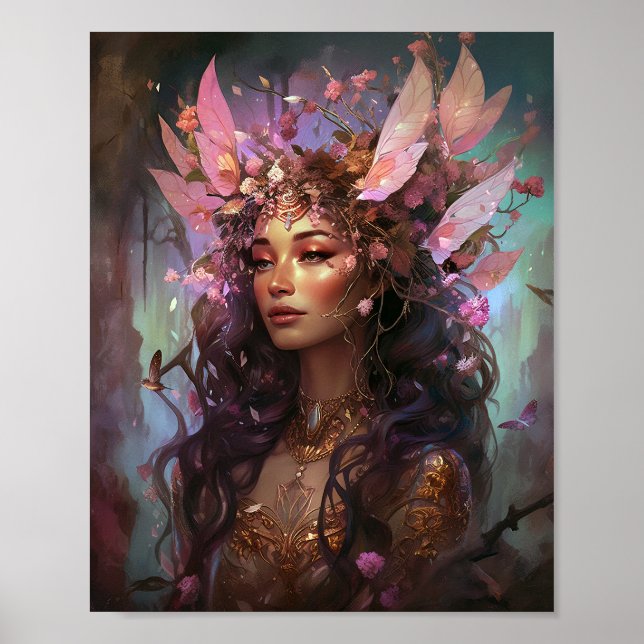Pink Lila Fairy Queen Fantasy Art Poster (Vorne)