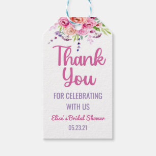 Pink Lila Floral Brautparty Vielen Dank Geschenkanhänger