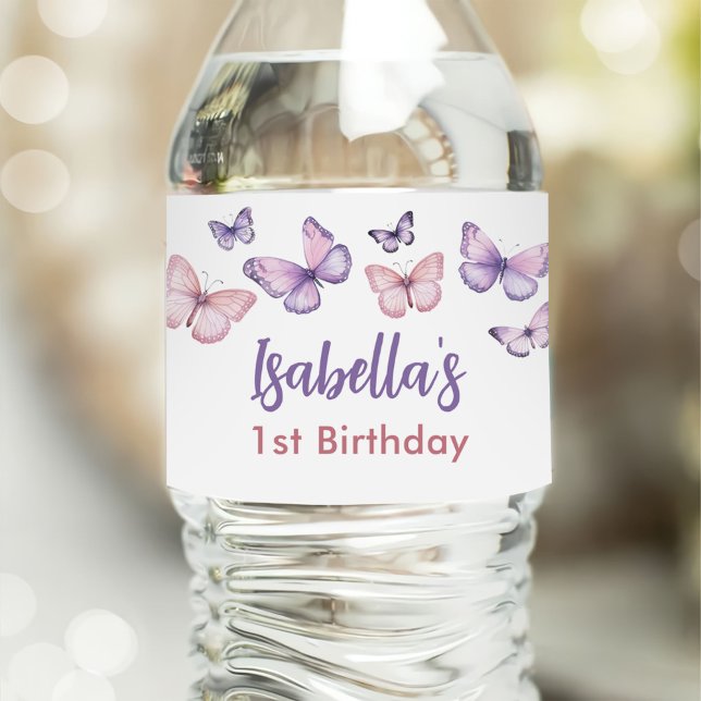 Pink Lila Floral Butterfly Girl 1. Geburtstag (Von Creator hochgeladen)