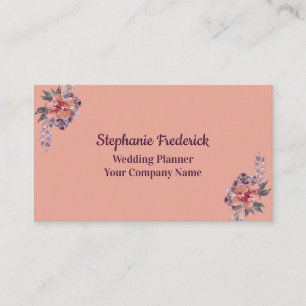 Pink Lila Floral Feminée Business Card Visitenkarte