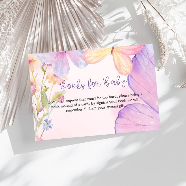 Pink Lila Floral Oh Baby Butterfly Babydusche Begleitkarte (Von Creator hochgeladen)