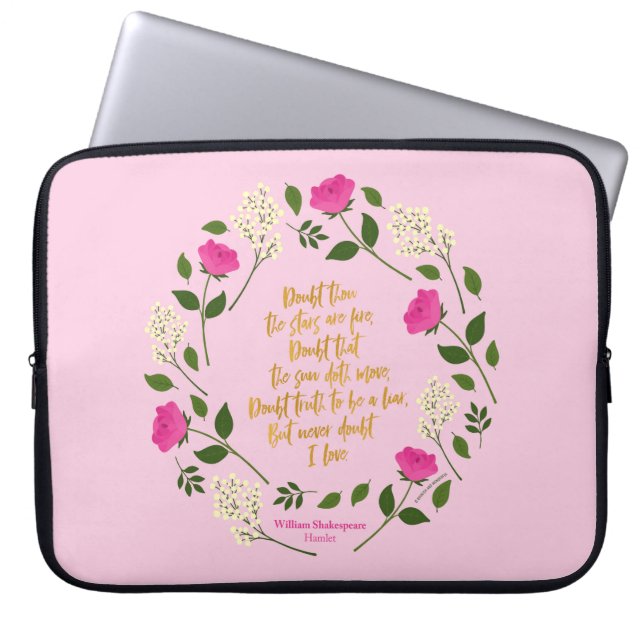 Pink Lila Floral William Shakespeare Laptopschutzhülle (Vorderseite)