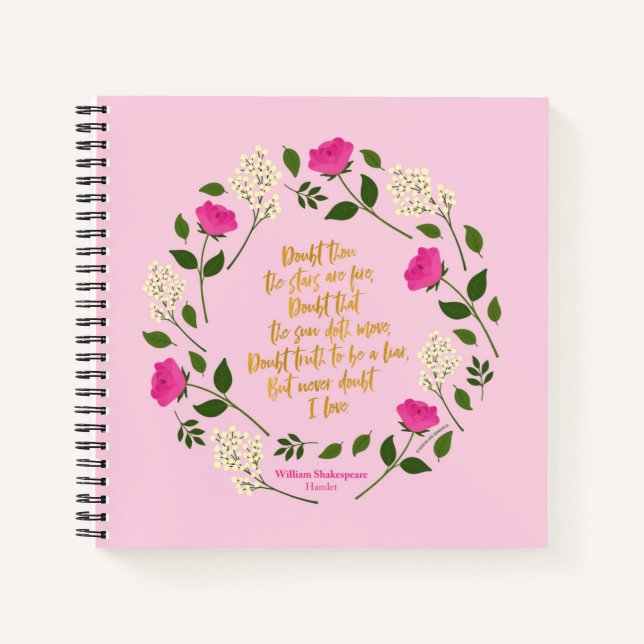 Pink Lila Floral William Shakespeare Notizbuch (Vorderseite)