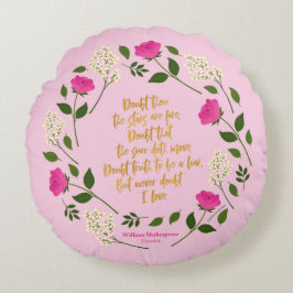 Pink Lila Floral William Shakespeare Rundes Kissen