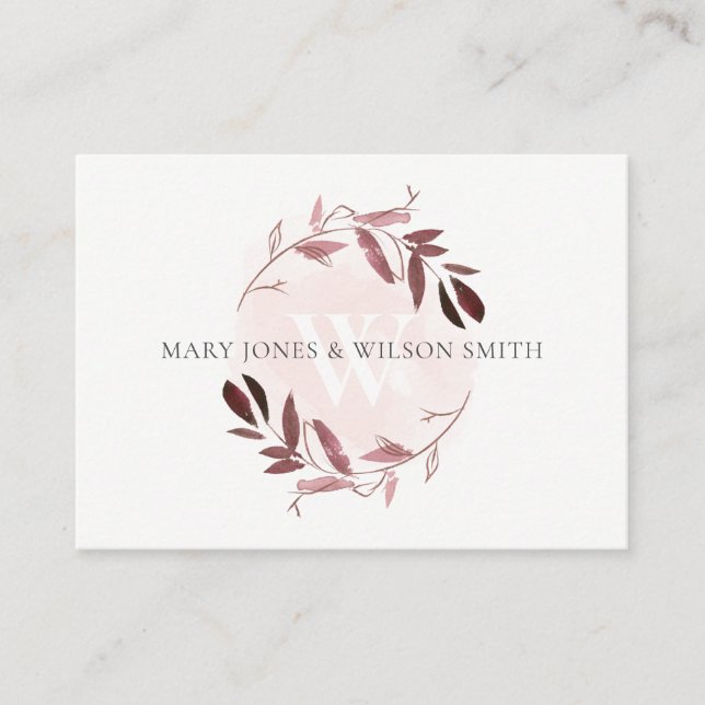 PINK LILA FOLIAGE WREATH WEDDING GUT BEGLEITKARTE (Vorderseite)