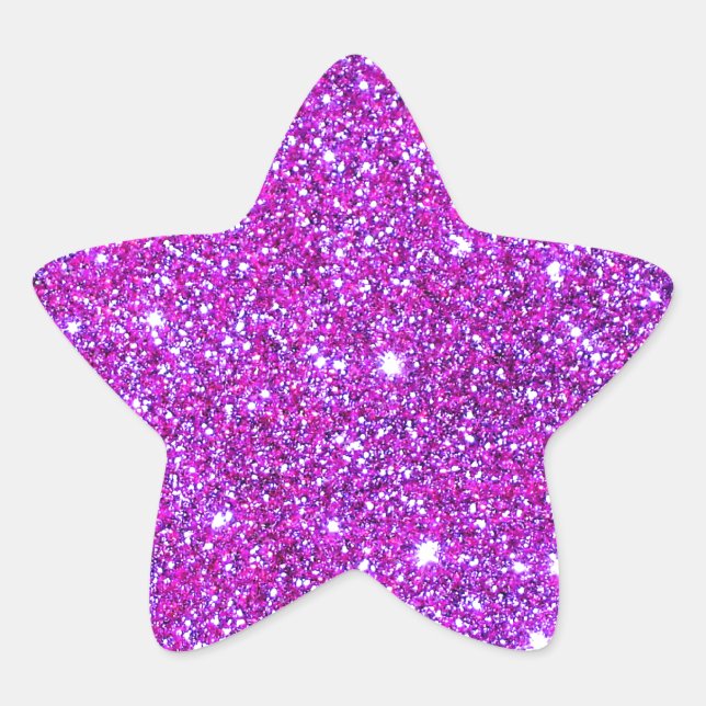Pink Lila Funkelnd Glam Glitzer Designer Stern-Aufkleber (Vorderseite)