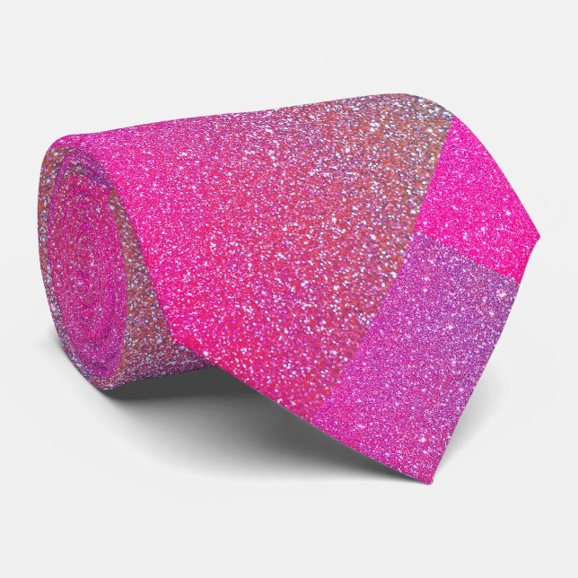 Pink Lila Glitzer Muster Glittery Sparkle Geschenk Krawatte (Gerollt)