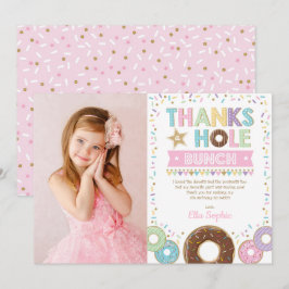 Pink Lila Gold Doughnut Geburtstag Danke Karte
