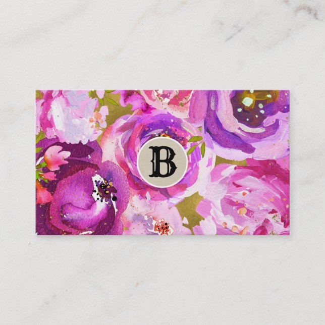 Pink Lila Gold Floral Moderne Kundenbindung Treuekarte (Vorderseite)