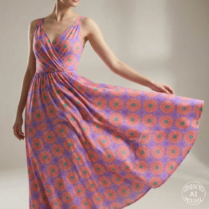 Pink Lila Green Boho Chic Künstlerisch Mandala Mus Stoff