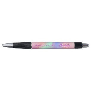 Pink lila holografische Monogrammnamenskripte Kugelschreiber