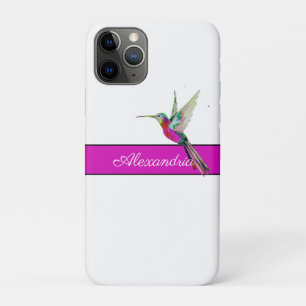 Pink Lila Hummingbird Monogramm Name Case-Mate iPhone Hülle