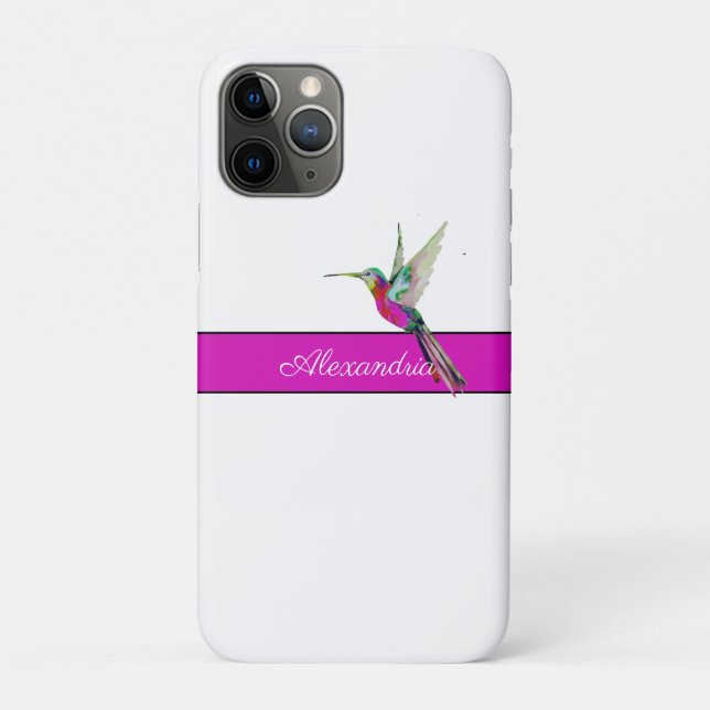 Pink Lila Hummingbird Monogramm Name Case-Mate iPhone Hülle (Rückseite)
