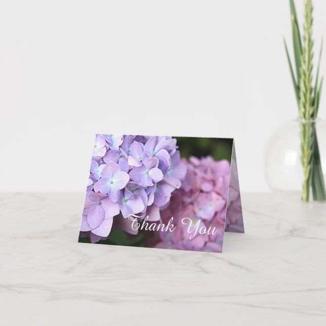 © Pink & Lila Hydrangeas Hochzeit Vielen Dank Dankeskarte (Vorderseite)