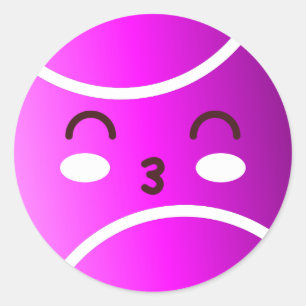 Pink Lila Kawaii Tennis Ball Niedlich Emoji Party Runder Aufkleber