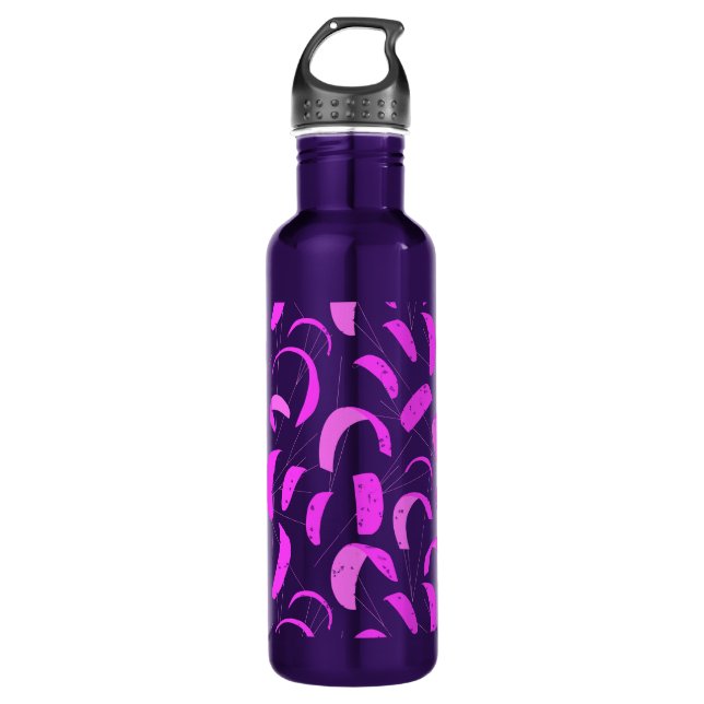 Pink Lila Kite Surfing Print Kiteboarder Edelstahlflasche (Vorderseite)