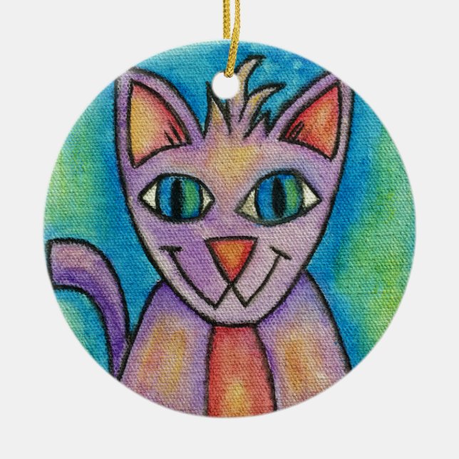 Pink Lila Kitty Cat Keramikornament (Vorne)
