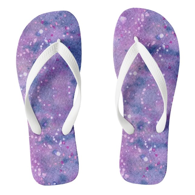 Pink Lila Lavendel Wasserfarbenpinsel Flip Flops (Fußbett)