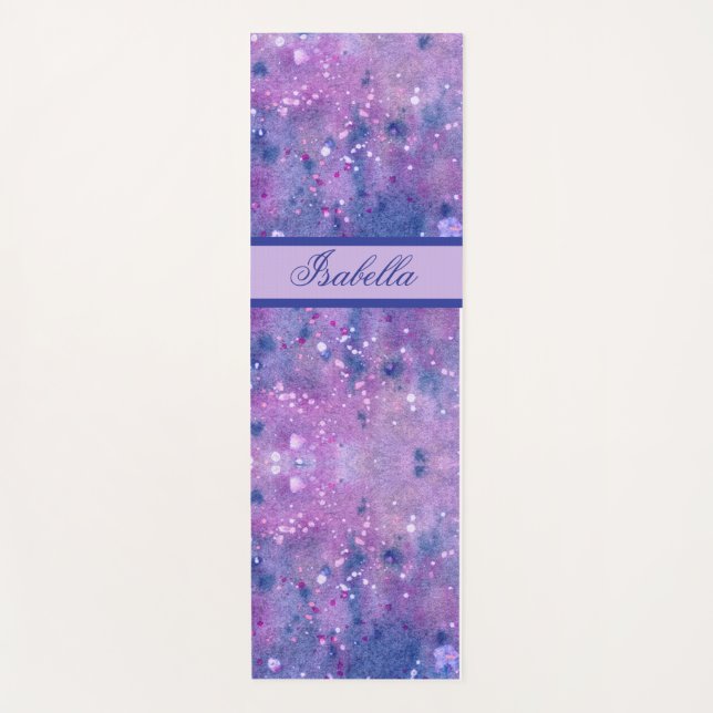 Pink Lila Lavendel Wasserfarbenpinsel Yogamatte (Vorderseite)