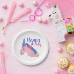 Pink Lila Magical Horse Unicorn Geburtstagsparty Pappteller