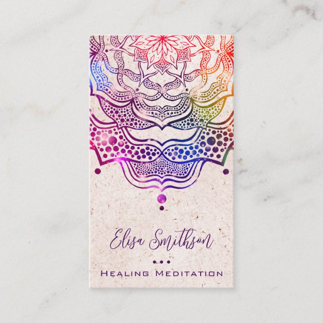 Pink Lila Mandala Yoga Reiki Heilmedizin Visitenkarte (Vorderseite)