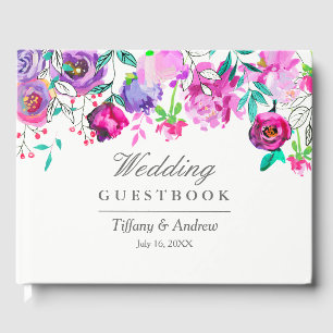 Pink Lila Mint Floral Wedbook Gästebuch