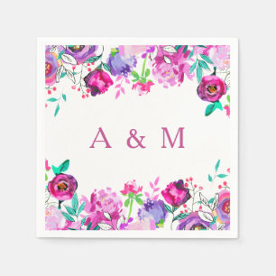 Pink Lila Mint Wasserfarbe Blume Hochzeit Serviette