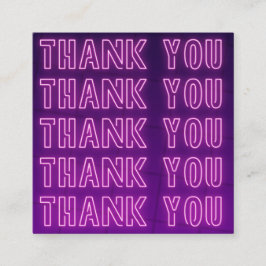 Pink & Lila Neon Danke Typografie Text Cool Quadratische Visitenkarte