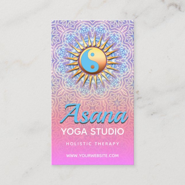 Pink Lila Ombre Yang Holistic Business Cards Visitenkarte (Vorderseite)