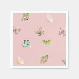 Pink Lila Pastel Butterfly Girl Babydusche Serviette