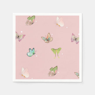 Pink Lila Pastel Butterfly Girl Babydusche Serviette