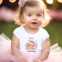 Pink Lila Pilze Herbst 1. Geburtstag Baby Girl