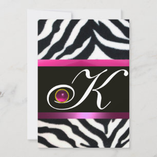 PINK, LILA SCHWARZ-WEISSE ZEBRA FUR MONOGRAM fuchs Einladung